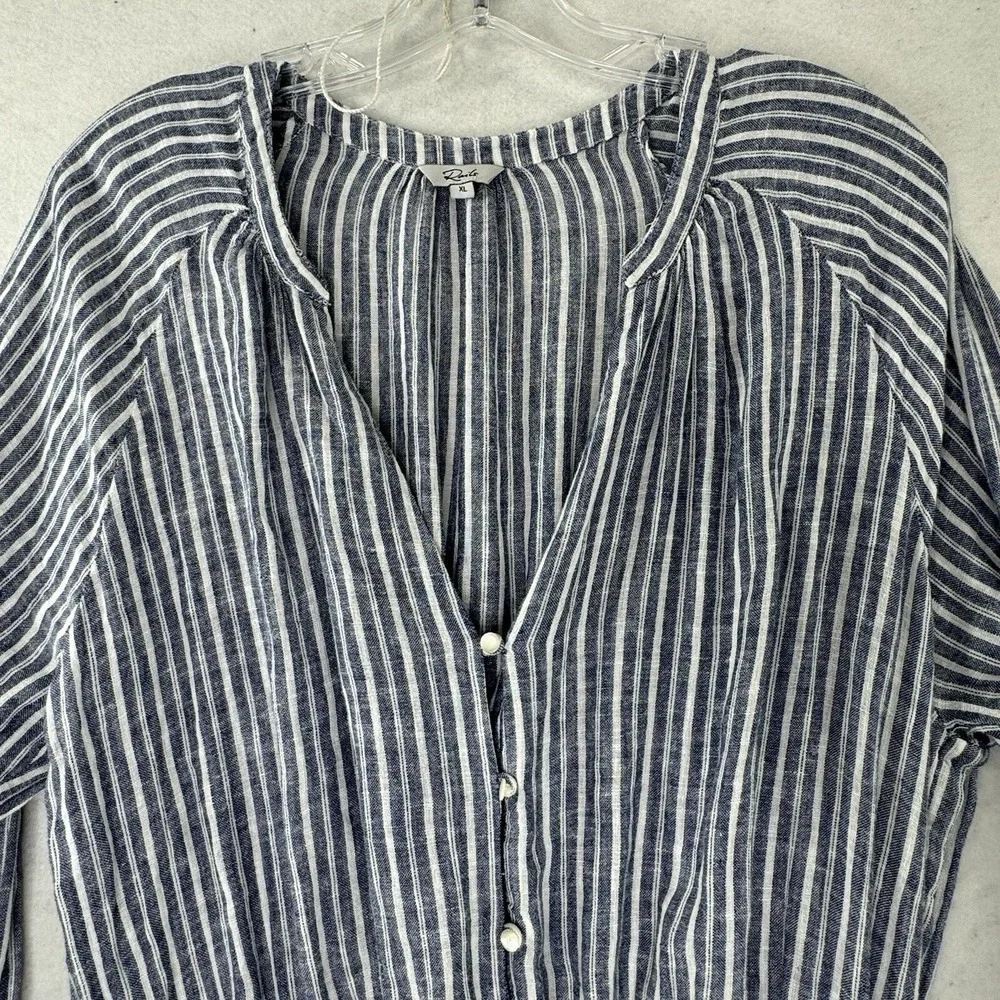 Rails Jasmine Linen‎ Mini Dress Womens Size XL Striped Empire Waist Boho LS - Picture 10 of 12
